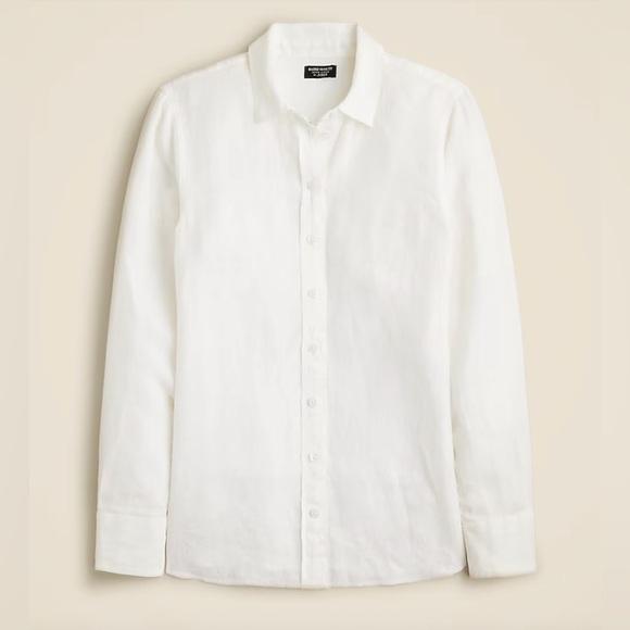 J. Crew Wren slim shirt in Baird McNutt Irish linen • size 0 •BY685 • NWT •white - Picture 1 of 8